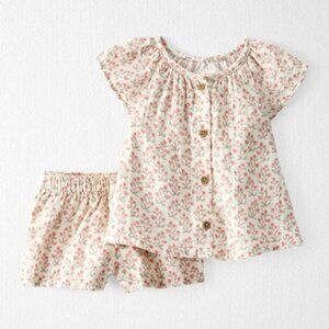 Organic Little Planet Girl 2-Piece Organic Cotton Gauze Floral-Print Set (24m)
